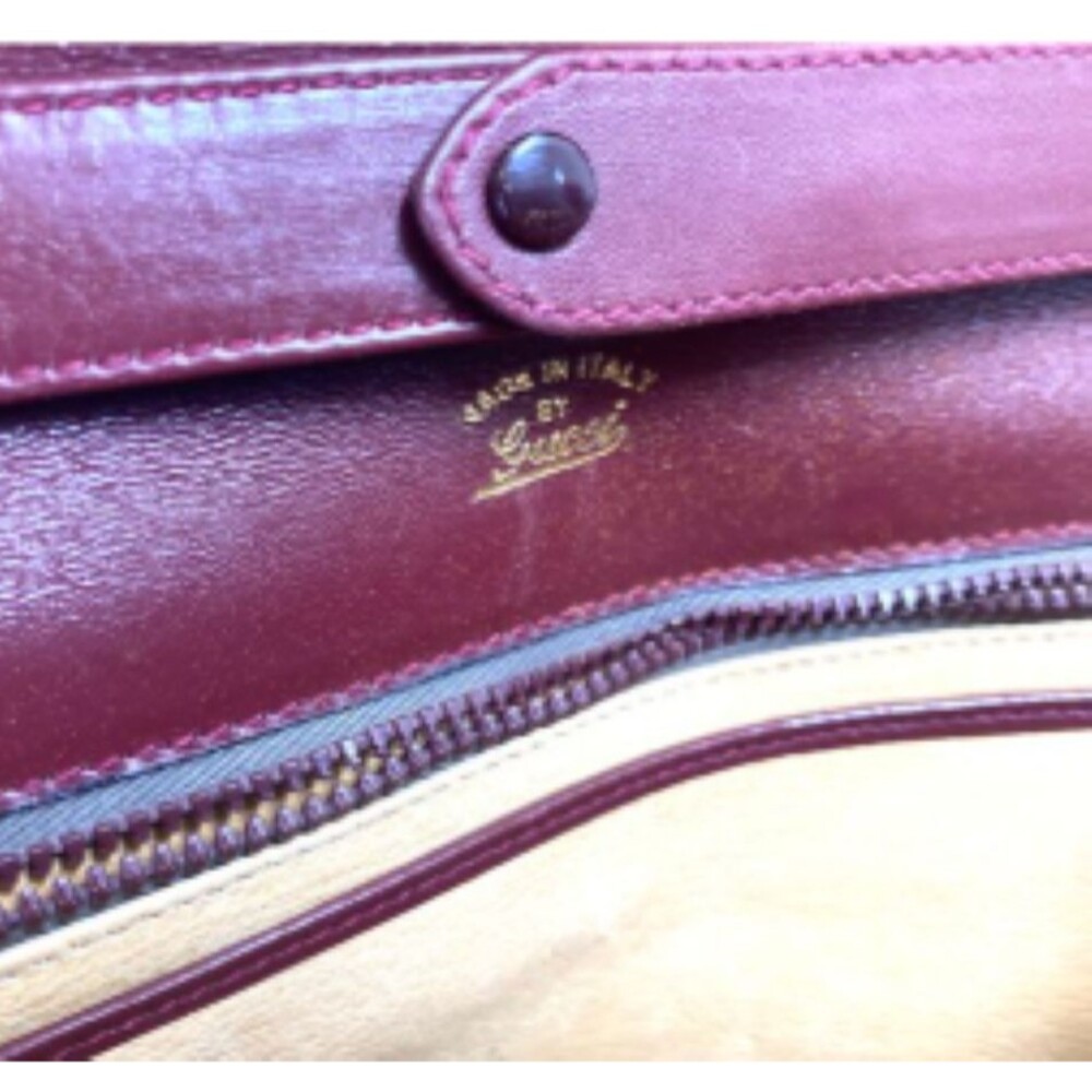 GUCCI Shoulder Bag Burgundy Leather 1955 Horsebit Gold Hardware Vintage - Picture 7 of 9